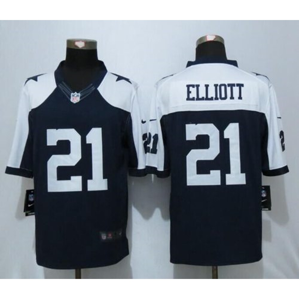 Cowboys #21 Ezekiel Elliott Navy Blue Thanksgiving Throwback Men's Stitched NFL Limited Jersey