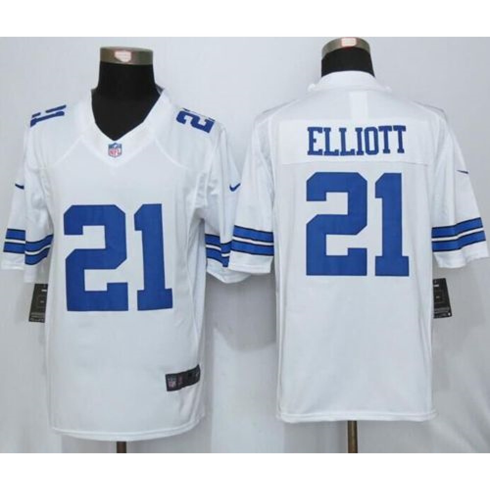 Cowboys #21 Ezekiel Elliott White Men's Stitched NFL Limited Jersey