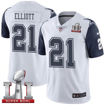 Cowboys #21 Ezekiel Elliott White Youth Stitched NFL Super Bowl LI 51 Limited Rush Jersey Cowboys #21 Ezekiel Elliott White Youth Stitched NFL Super Bowl LI 51 Limited Rush Jersey