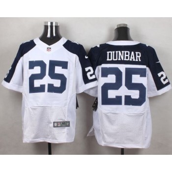 Cowboys #25 Lance Dunbar White Thanksgiving Throwback Men's Stitched NFL Elite Jersey