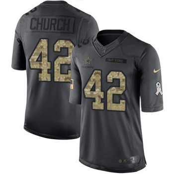 Cowboys #42 Barry Church Black Men's Stitched NFL Limited 2016 Salute To Service Jersey