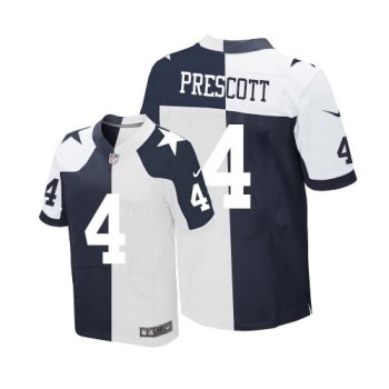 Cowboys #4 Dak Prescott Navy Blue/White Men's Stitched NFL Elite Split Jersey