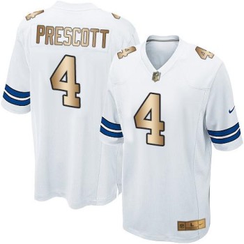 Cowboys #4 Dak Prescott White Youth Stitched NFL Elite Gold Jersey Cowboys #4 Dak Prescott White Youth Stitched NFL Elite Gold Jersey