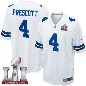 Cowboys #4 Dak Prescott White Youth Stitched NFL Super Bowl LI 51 Elite Jersey Cowboys #4 Dak Prescott White Youth Stitched NFL Super Bowl LI 51 Elite Jersey