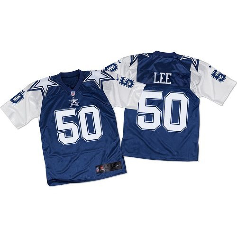 Cowboys #50 Sean Lee Navy Blue/White Throwback Men's Stitched NFL Elite Jersey