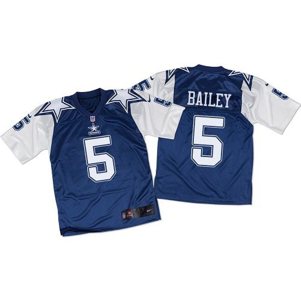 Cowboys #5 Dan Bailey Navy Blue/White Throwback Men's Stitched NFL Elite Jersey