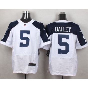 Cowboys #5 Dan Bailey White Thanksgiving Throwback Men's Stitched NFL Elite Jersey