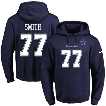 Cowboys #77 Tyron Smith Navy Blue Name & Number Pullover NFL Hoodie Cowboys #77 Tyron Smith Navy Blue Name & Number Pullover NFL Hoodie