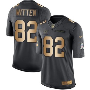 Cowboys #82 Jason Witten Black Men's Stitched NFL Limited Gold Salute To Service Jersey