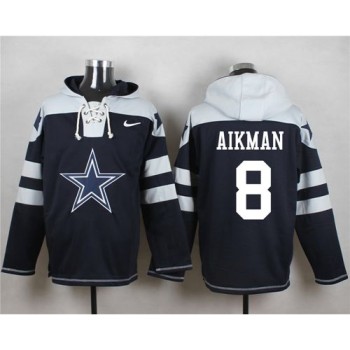 Cowboys #8 Troy Aikman Navy Blue Player Pullover NFL Hoodie Cowboys #8 Troy Aikman Navy Blue Player Pullover NFL Hoodie
