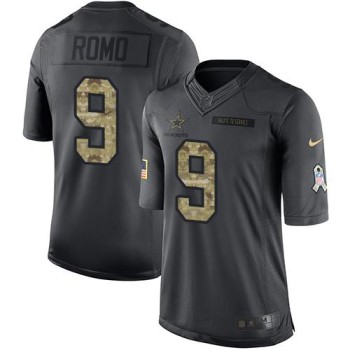 Cowboys #9 Tony Romo Black Men's Stitched NFL Limited 2016 Salute To Service Jersey