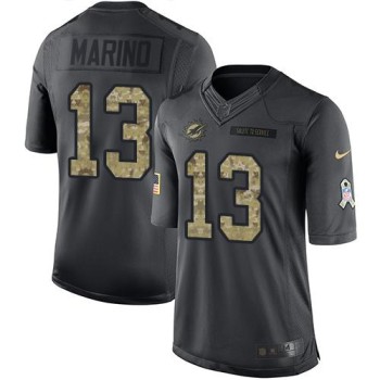 Dolphins #13 Dan Marino Black Youth Stitched NFL Limited 2016 Salute to Service Jersey