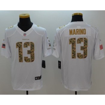 Dolphins #13 Dan Marino White Men's Stitched NFL Limited Salute to Service Jersey