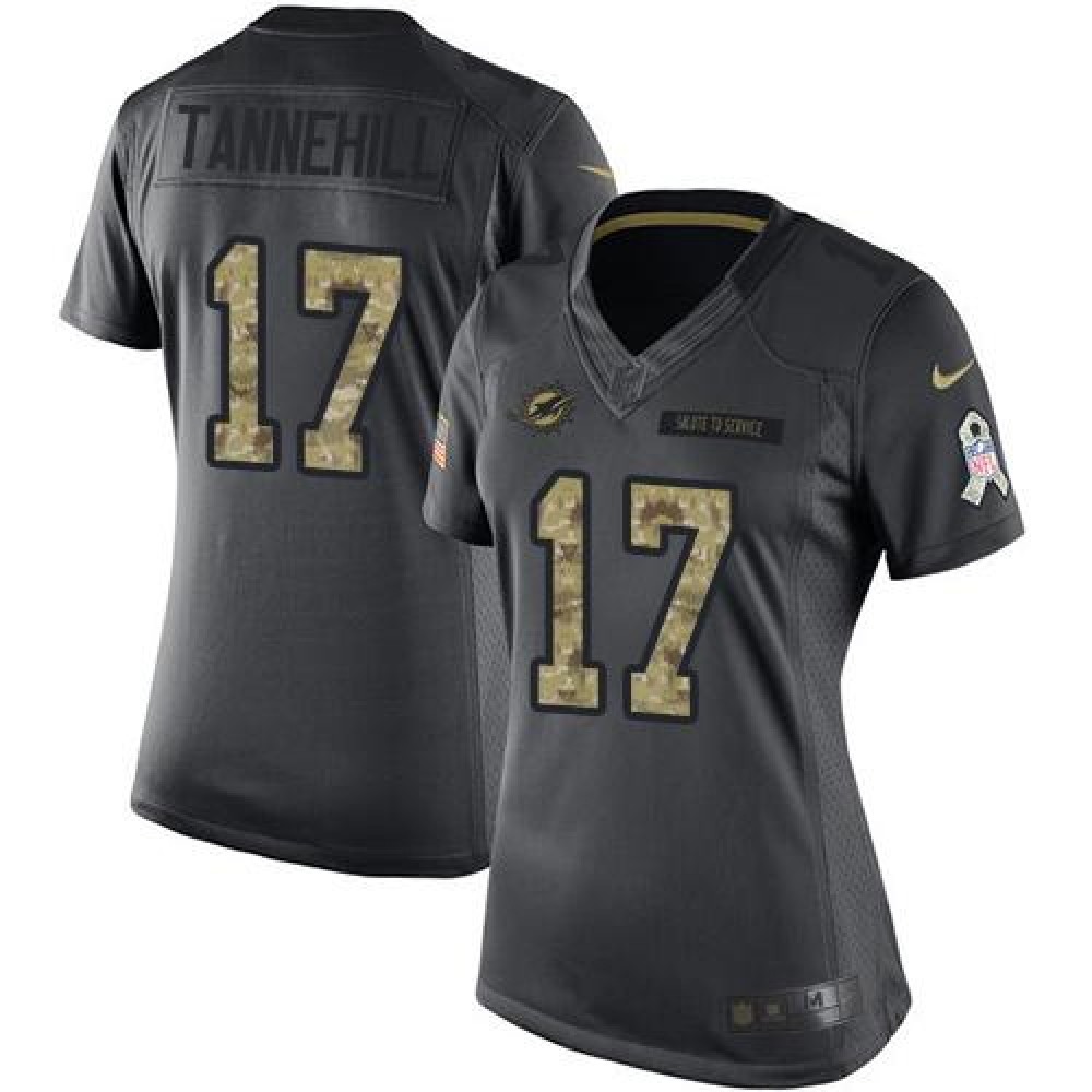 Dolphins #17 Ryan Tannehill Black Women's Stitched NFL Limited 2016 Salute to Service Jersey