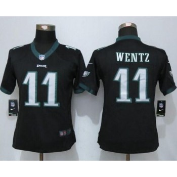 Eagles #11 Carson Wentz Black Alternate Women's Stitched NFL New Limited Jersey Eagles #11 Carson Wentz Black Alternate Women's Stitched NFL New Limited Jersey