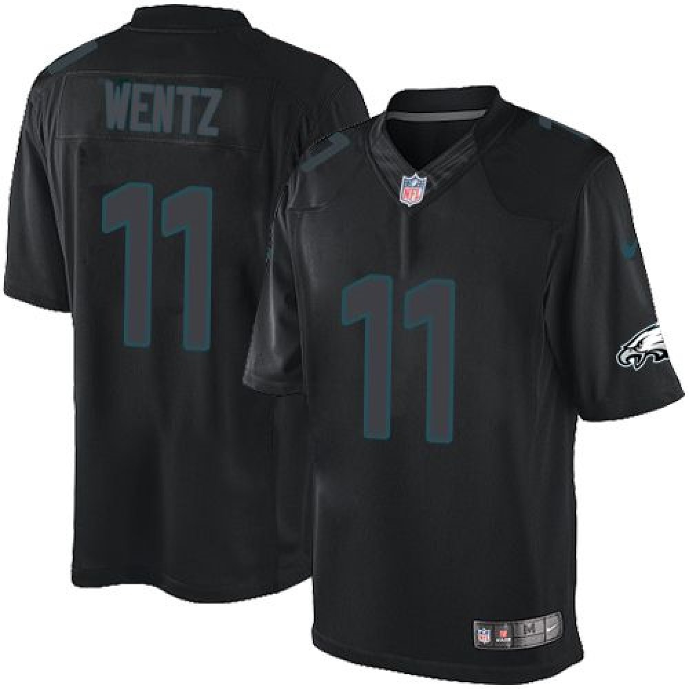 Eagles #11 Carson Wentz Black Men's Stitched NFL Impact Limited Jersey