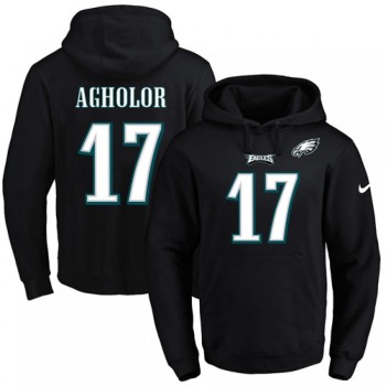 Eagles #17 Nelson Agholor Black Name & Number Pullover NFL Hoodie