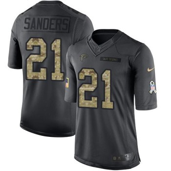 Falcons #21 Deion Sanders Black Men's Stitched NFL Limited 2016 Salute To Service Jersey