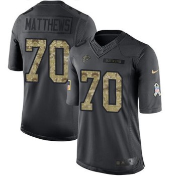 Falcons #70 Jake Matthews Black Men's Stitched NFL Limited 2016 Salute To Service Jersey
