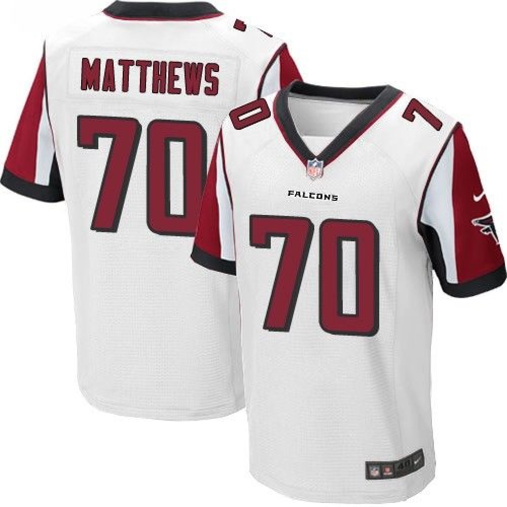 Falcons #70 Jake Matthews White Men's Stitched NFL Elite Jersey