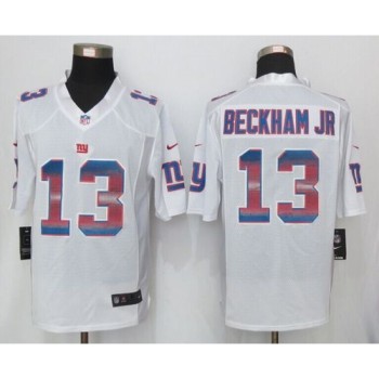 Giants #13 Odell Beckham Jr White Men's Stitched NFL Limited Strobe Jersey