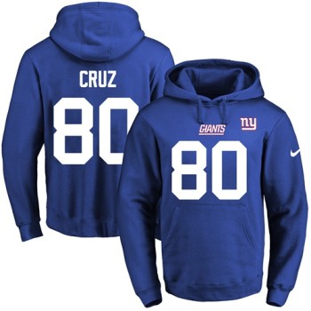 Giants #80 Victor Cruz Royal Blue Name & Number Pullover NFL Hoodie