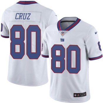 Giants #80 Victor Cruz White Men's Stitched NFL Limited Rush Jersey