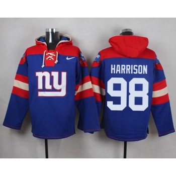 Giants #98 Damon Harrison Royal Blue Player Pullover NFL Hoodie