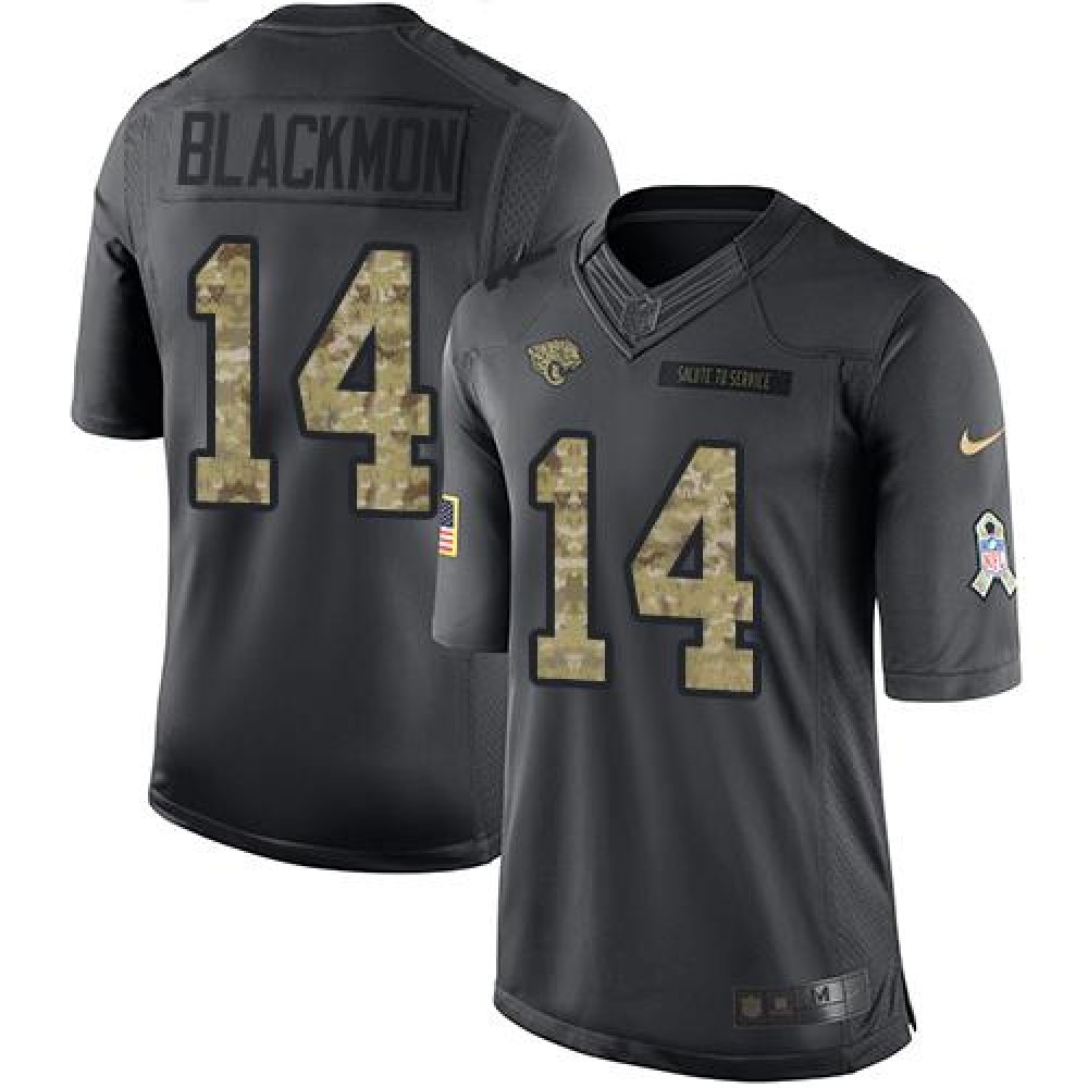 Jaguars #14 Justin Blackmon Black Men's Stitched NFL Limited 2016 Salute To Service Jersey