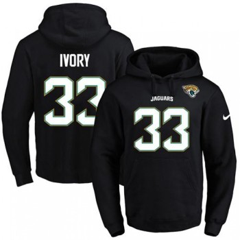 Jaguars #33 Chris Ivory Black Name & Number Pullover NFL Hoodie Jaguars #33 Chris Ivory Black Name & Number Pullover NFL Hoodie