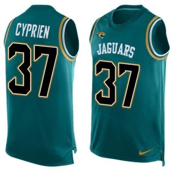 Jaguars #37 John Cyprien Teal Green Team Color Men's Stitched NFL Limited Tank Top Jersey