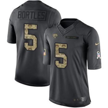 Jaguars #5 Blake Bortles Black Youth Stitched NFL Limited 2016 Salute to Service Jersey