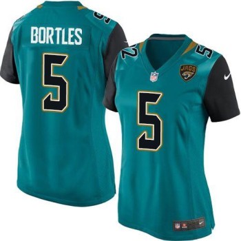 Jaguars #5 Blake Bortles Teal Green Team Color Women's Stitched NFL Elite Jersey