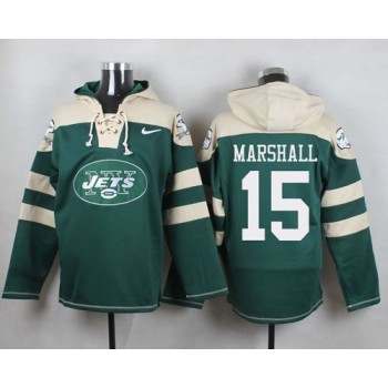 Jets #15 Brandon Marshall Green Player Pullover NFL Hoodie