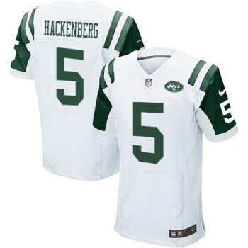 Jets #5 Christian Hackenberg White Men's Stitched NFL Elite Jersey
