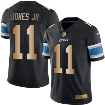 Lions #11 Marvin Jones Jr Black Men's Stitched NFL Limited Gold Rush Jersey