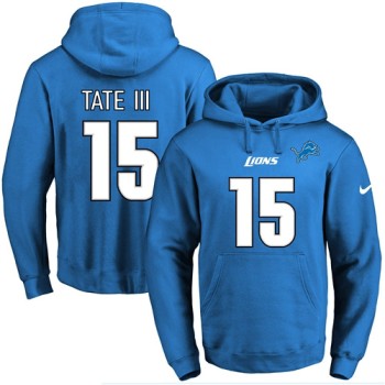Lions #15 Golden Tate III Blue Name & Number Pullover NFL Hoodie Lions #15 Golden Tate III Blue Name & Number Pullover NFL Hoodie