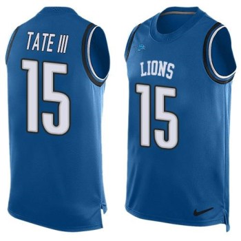 Lions #15 Golden Tate III Blue Team Color Men's Stitched NFL Limited Tank Top Jersey Lions #15 Golden Tate III Blue Team Color Men's Stitched NFL Limited Tank Top Jersey