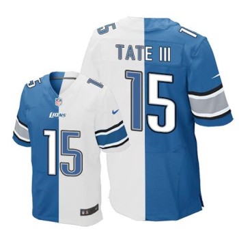 Lions #15 Golden Tate III Blue/White Men's Stitched NFL Elite Split Jersey Lions #15 Golden Tate III Blue/White Men's Stitched NFL Elite Split Jersey
