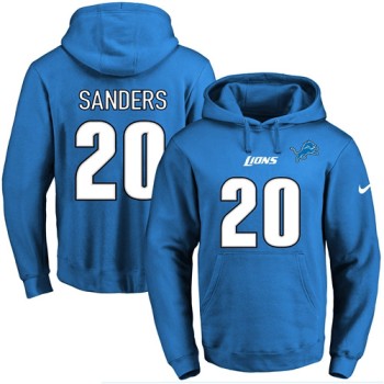 Lions #20 Barry Sanders Blue Name & Number Pullover NFL Hoodie Lions #20 Barry Sanders Blue Name & Number Pullover NFL Hoodie