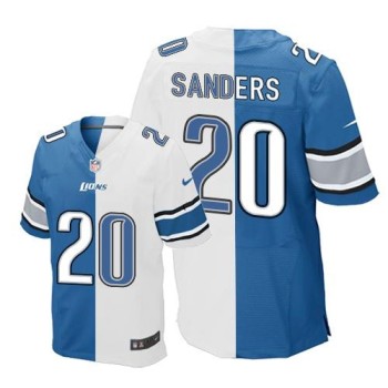Lions #20 Barry Sanders Blue/White Men's Stitched NFL Elite Split Jersey Lions #20 Barry Sanders Blue/White Men's Stitched NFL Elite Split Jersey