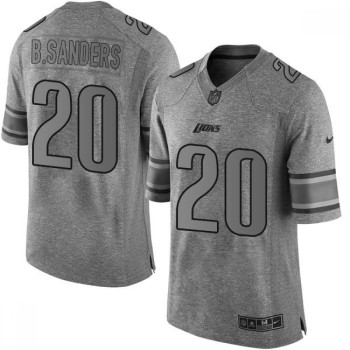 Lions #20 Barry Sanders Gray Men's Stitched NFL Limited Gridiron Gray Jersey Lions #20 Barry Sanders Gray Men's Stitched NFL Limited Gridiron Gray Jersey
