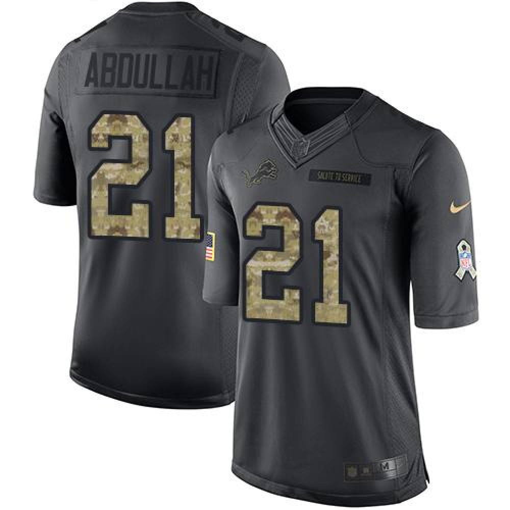Lions #21 Ameer Abdullah Black Youth Stitched NFL Limited 2016 Salute to Service Jersey
