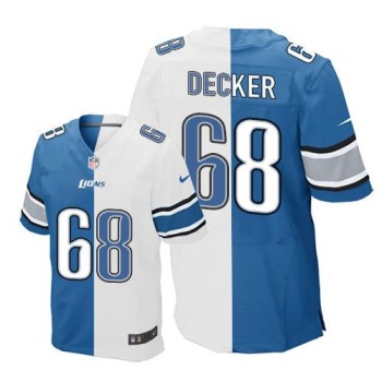 Lions #68 Taylor Decker Blue/White Men's Stitched NFL Elite Split Jersey Lions #68 Taylor Decker Blue/White Men's Stitched NFL Elite Split Jersey