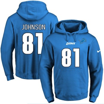 Lions #81 Calvin Johnson Blue Name & Number Pullover NFL Hoodie Lions #81 Calvin Johnson Blue Name & Number Pullover NFL Hoodie