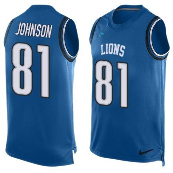 Lions #81 Calvin Johnson Blue Team Color Men's Stitched NFL Limited Tank Top Jersey Lions #81 Calvin Johnson Blue Team Color Men's Stitched NFL Limited Tank Top Jersey