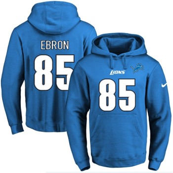 Lions #85 Eric Ebron Blue Name & Number Pullover NFL Hoodie Lions #85 Eric Ebron Blue Name & Number Pullover NFL Hoodie