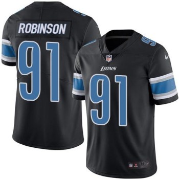 Lions #91 A'Shawn Robinson Black Men's Stitched NFL Limited Rush Jersey Lions #91 A'Shawn Robinson Black Men's Stitched NFL Limited Rush Jersey