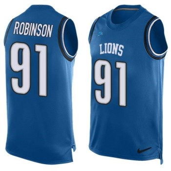 Lions #91 A'Shawn Robinson Blue Team Color Men's Stitched NFL Limited Tank Top Jersey Lions #91 A'Shawn Robinson Blue Team Color Men's Stitched NFL Limited Tank Top Jersey