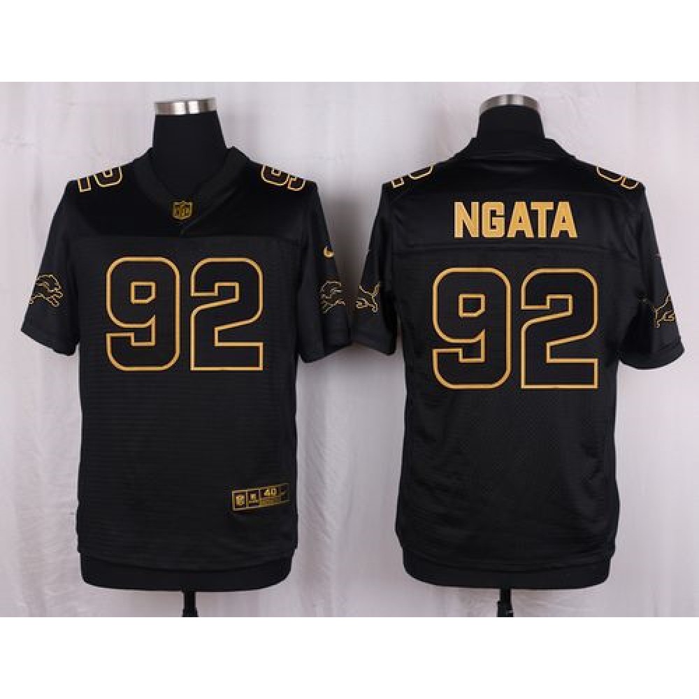 Lions #92 Haloti Ngata Black Men's Stitched NFL Elite Pro Line Gold Collection Jersey